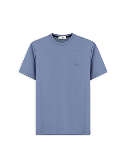 Kiğılı Bisiklet Yaka Regular Fit Nakışlı Elastanlı Esnek Tişört - S000527763-17234