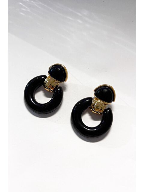 New Obsessions Gold Detaylı Akrilik Yuvarlak Vintage Küpe - S000459446-19351