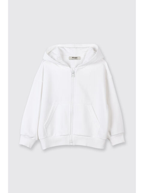 Panço Erkek Bebek Arka Bedeni Yazı Detaylı Fermuarlı Beyaz Sweatshirt - S000514210-20063