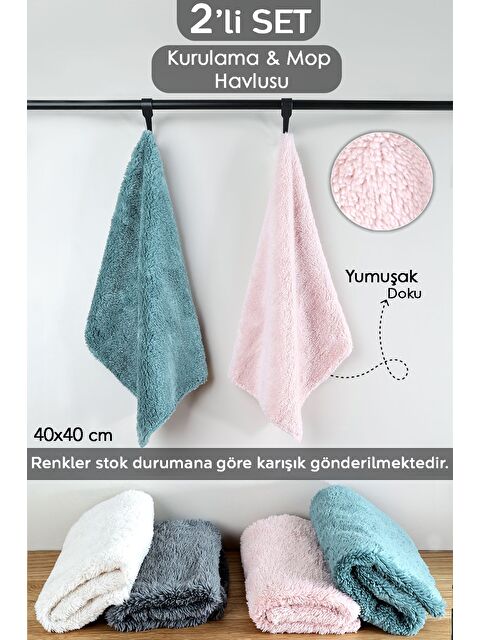 Meleni Home 2'li Temizlik Kurulama Bezi Banyo Mutfak Araç Kurulama Havlusu Mop Bezi 40x40 cm Karışık Renkli - S000385031-23173