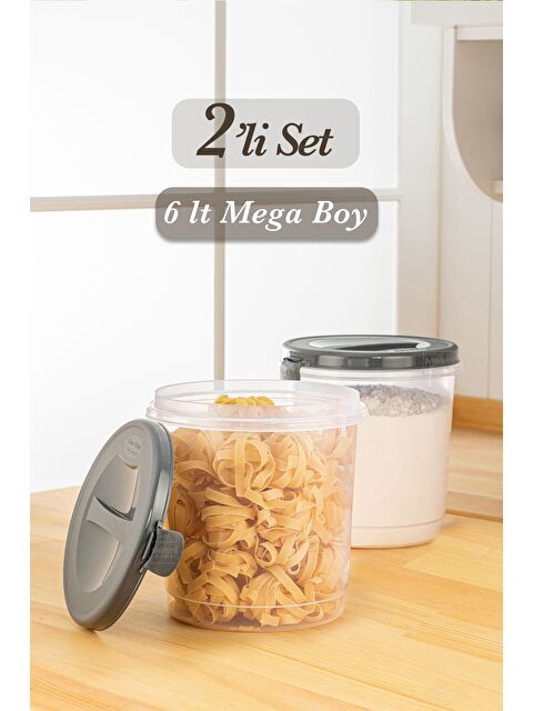 Meleni Home 2 Adet Un Makarna Bakliyat Saklama Kabı Şeffaf Saklama Kutusu 2x 6 lt - S000385037-26865