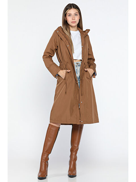 Gülseli Kadın Bel Bağcıklı Astarlı Uzun Trençkot - S000300673-4557