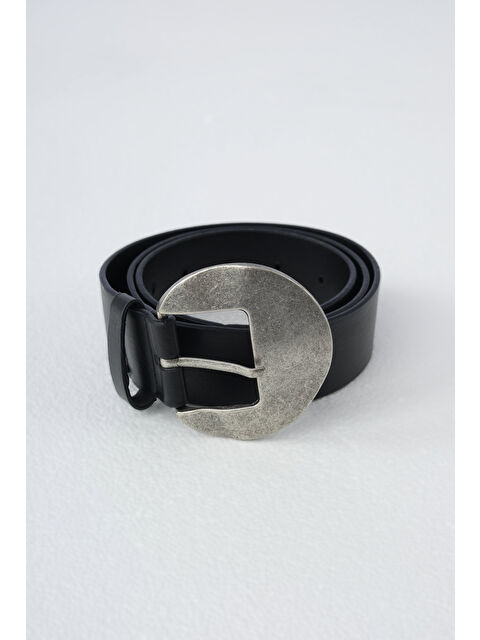 HE-QA Oval Metal Tokalı Kemer Siyah