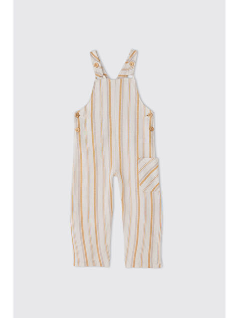 Panço Erkek Bebek Çizgi Desenli Ekru Salopet - S000531783-19965