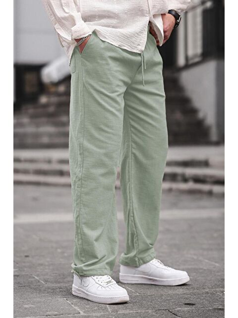 Madmext Paça Detaylı Rahat Kesim Erkek Çağla Yeşili %100 Pamuk Pantolon 6532 - S000436666-17259