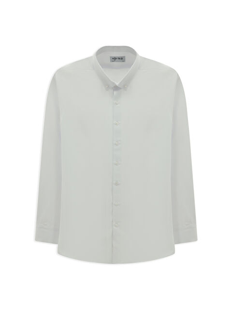 Kiğılı Uzun Kol Slim Fit Düğmeli Yaka Pamuklu Kolay Ütülenebilir Gömlek