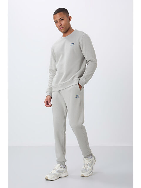 Tommylife Taş Pamuklu Kalın İçi Tüylü Yumuşak Dokulu Comfort Fit Nakışlı Erkek Eşofman Takım -85265