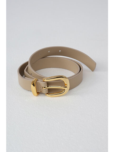 HE-QA Gold Tokalı Kemer Bej