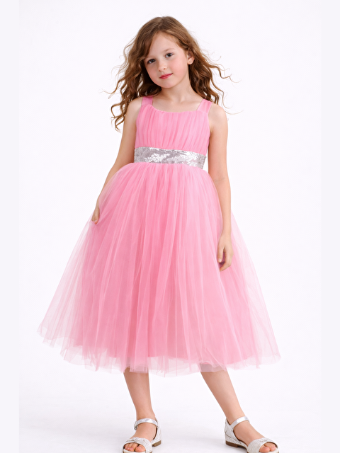 Casabony Pembe Tütülü Kabarık Parti & Bayramlık Elbise - S000495571-20020