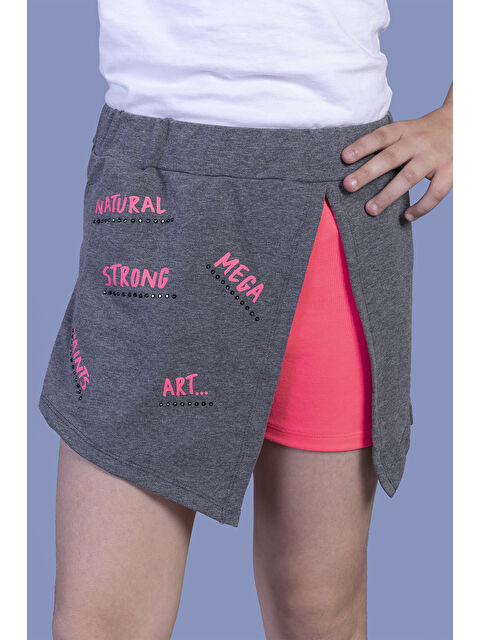 Toontoykids Kız Çocuk Garni Detaylı Baskılı Etek Görünümlü Şort - S000420443-29666