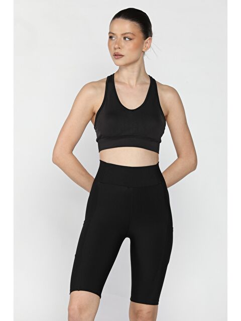 Gülseli Kadın Yüksek Bel Cepli Dikiş Detaylı Kısa Tayt - S000379671-19351