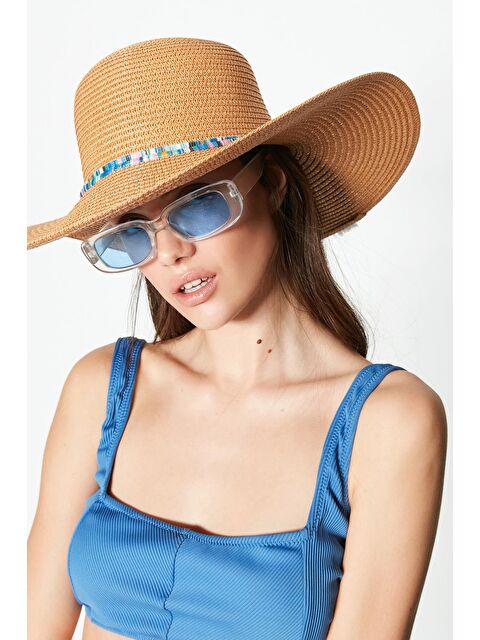 C&City Hasır Plaj Şapkası Y23730-05 Camel - S000216659-4557