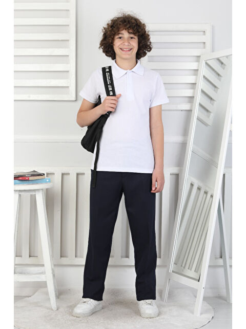 Modanino Erkek Çocuk Beli Lastikli ve Kordonlu Elastanlı Okul Pantolonu 10-15 Yaş 12271 - S000429216-19351