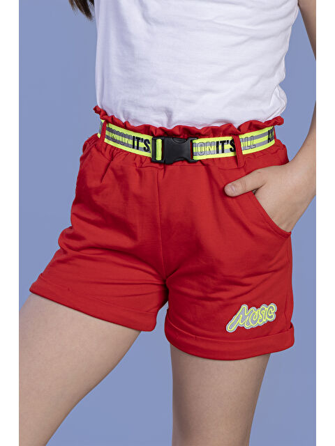 Toontoykids Kız Çocuk Beli Lastikli Kemer Detaylı İki Yanı Cepli Şort - S000420481-20045