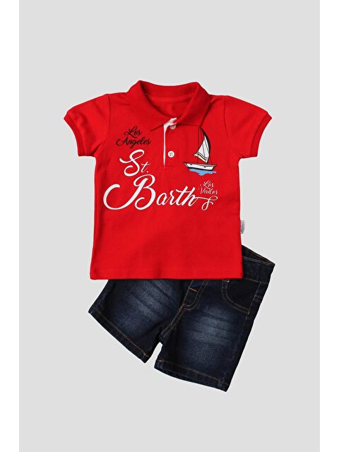 Kidex's Erkek bebek pamuklu polo takım pantolon üst ikili takım