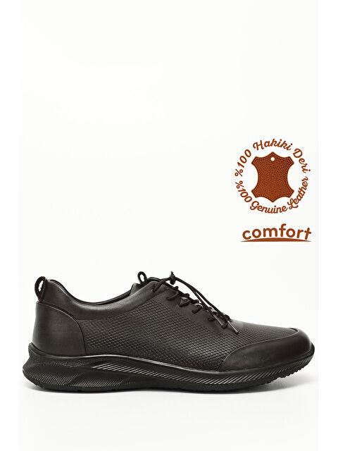 GÖNDERİ(R) KOYU KAHVE  Hakiki Deri Yuvarlak Burun Günlük Bağcıklı Erkek Sneaker 42630 - S000146337-29704