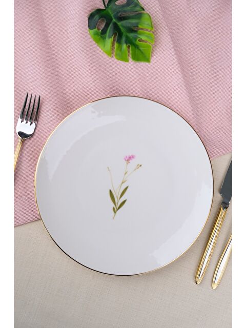 TABAK EVİ Porselen Natura Çuha Altın Yaldız Pasta Tabağı 20,50cm Tekli - S000438396-37243