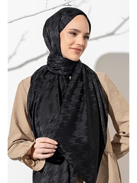 Jawel Kadın Tesettür Jakarlı Büyük Desen Kazayağı Şal - S000374406-19351