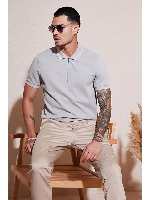 Buratti Pamuklu Regular Fit Fermuarlı Polo Yaka Erkek Tişört 5902915 - S000217707-20600