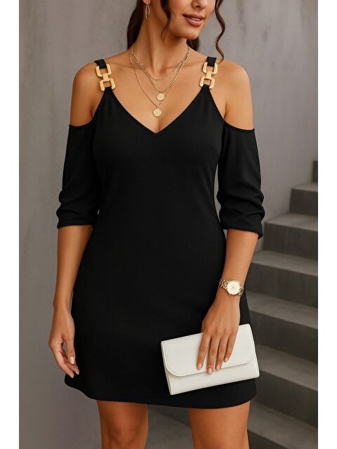 Jane's Kadın Uzun Kollu Askı Detay Iki Iplik Mini Boy Elbise - S000529127-19351