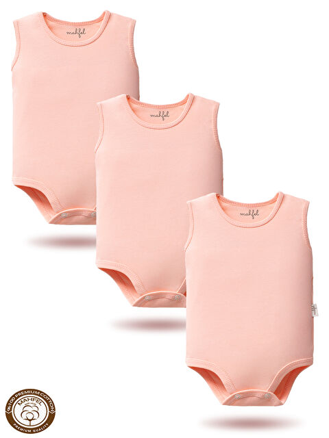 Mahfel 3'lü %100 Pamuklu Kolsuz Basic Çıtçıtlı Bebek Body Zıbın SRE - S000515124-23047