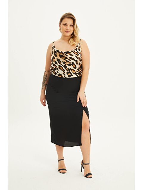 Mylinemoda Astarlı Büzgü Detaylı Midi Etek - S000239116-19351