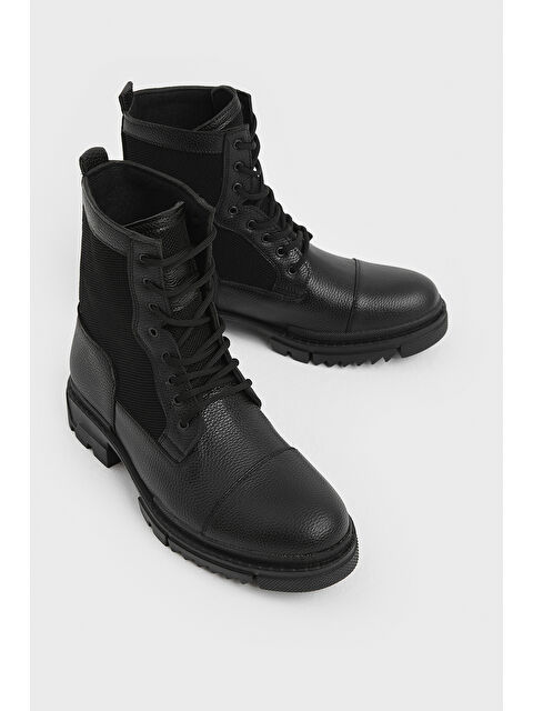 TONNY BLACK Erkek Siyah Kauçuk Taban Bağcıklı Günlük Postal Bot - S000493908-19351