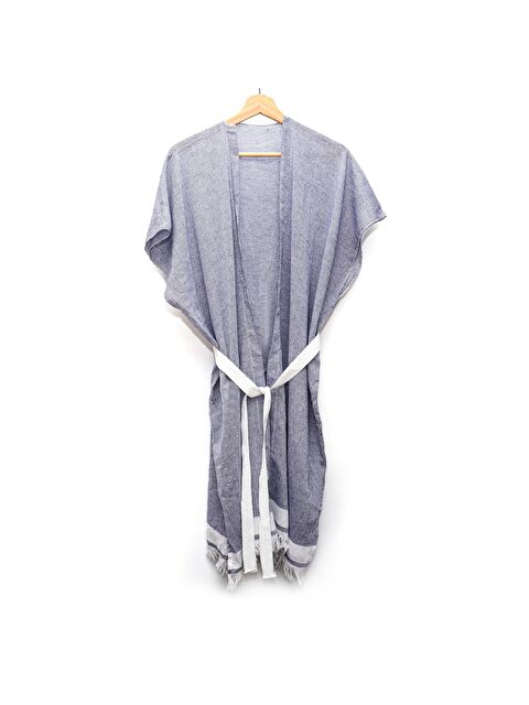 Missi Beyaz Kuşaklı Gri Pamuk Peştemal Kimono - S000253857-20600