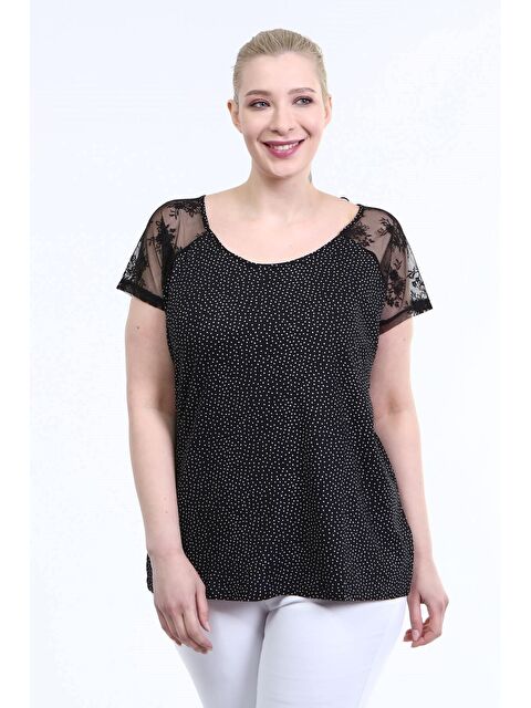 Mylinemoda Dantelli Kısa Kol Tişört - S000239112-19351