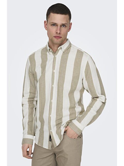 Only&Sons Onsarlo Pamuk ve Keten Karışımlı Slim Fit Erkek Gömlek 22028040 - S000226469-37198