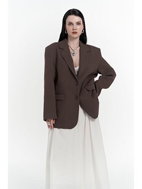 Bohemai Symi Geniş Kesim Basic Kahve Blazer - S000374368-19413