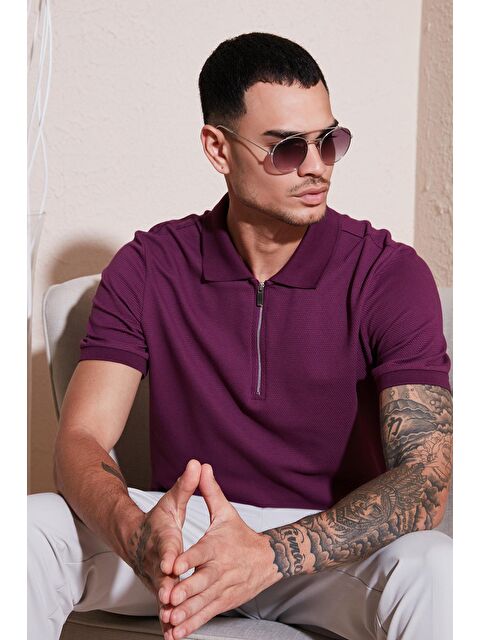 Buratti Pamuklu Regular Fit Fermuarlı Polo Yaka Erkek Tişört 5902915 - S000217707-20036
