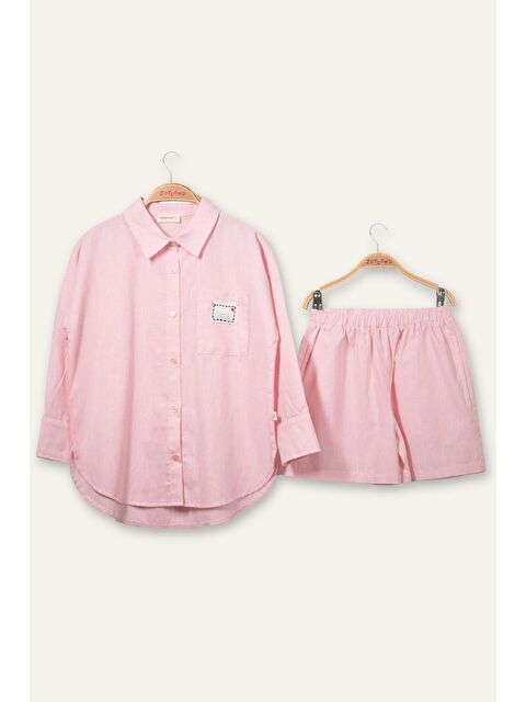 ZEYLAND Kız Çocuk Gömlek Şort Takım - Pembe - S000362864-20024