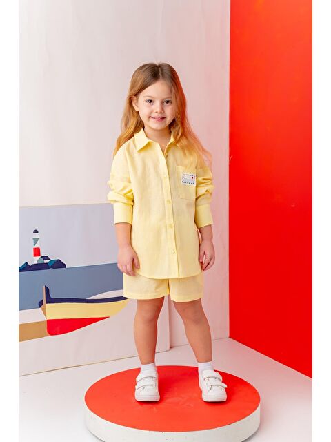 ZEYLAND Kız Çocuk Gömlek Şort Takım - Sarı - S000362859-20072