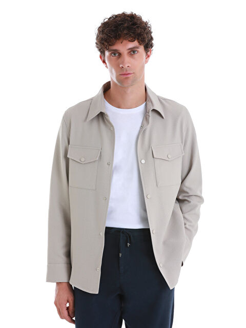 Hatemoğlu Bej Slim Fit Bebe Yaka Baharlık Mont - S000353393-19928