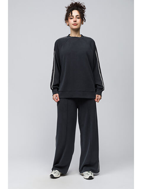 Dexia Malaga - Şerit Detaylı Pike Modal Kumaş Rahat Kalıp Pantolon - Antrasit Renk - S000413712-29666