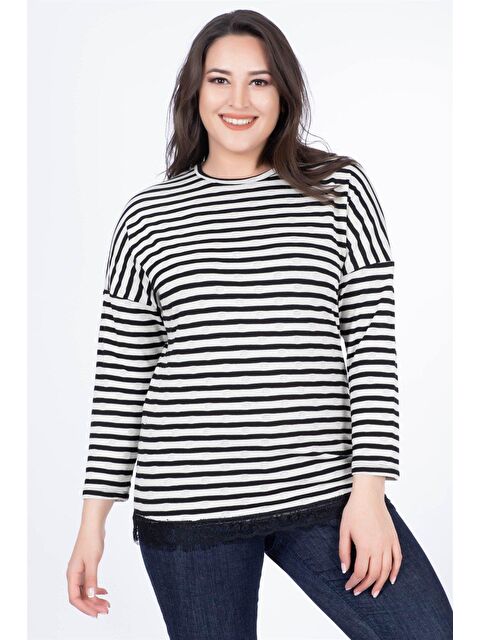 Mylinemoda Eteği Dantelli Penye Tişört - S000239101-19351