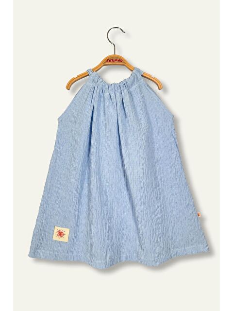 ZEYLAND Kız Çocuk Çizgili Arkası Fiyonklu Gofre Elbise - Mavi Çizgili - S000362866-17234