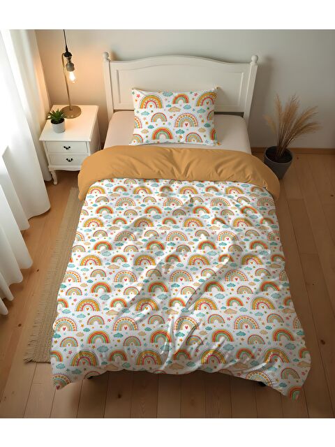 Evmila Çift Taraflı Desenli - Baskılı Tek Kişilik Nevresim Takımı - S000421064-23173