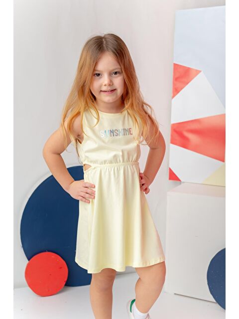 ZEYLAND Kız Çocuk Yazı Baskılı Elbise - Sarı - S000362868-20072
