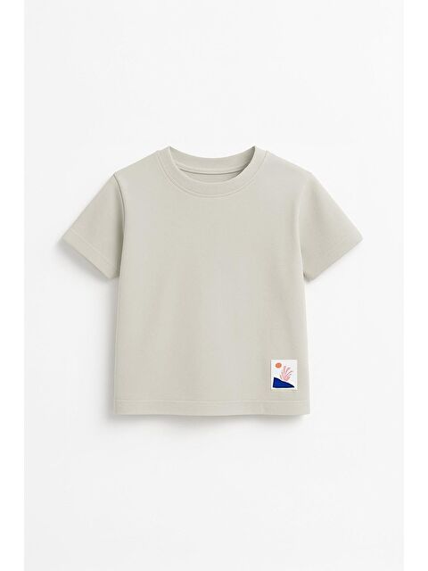 Luess Unisex Çocuk %100 Pamuklu Basic Tişört - Bej (3-4 Yaş 8-9 Yaş) - S000401117-19928