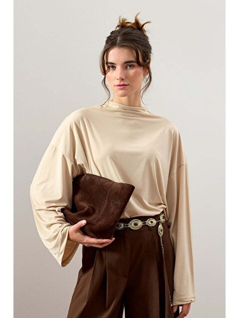 Ceylan Otantik Bej Jarse Bluz - S000485161-19928