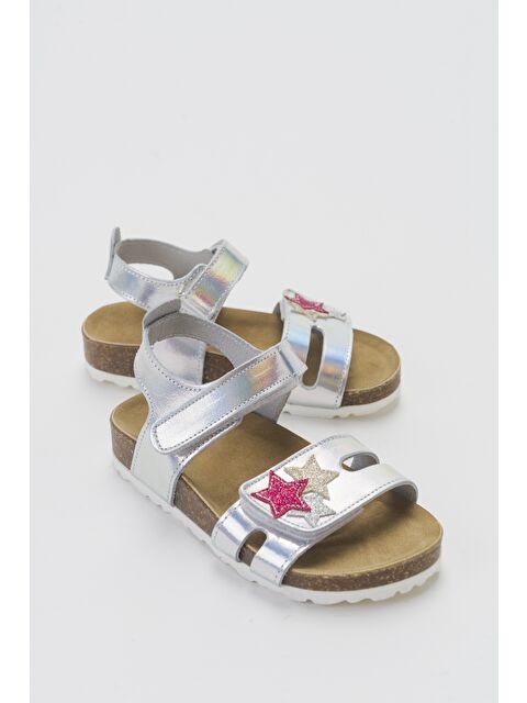 Mnpc Kız Çocuk Gümüş Hakiki Deri Günlük Çocuk Sandalet - S000447408-18105