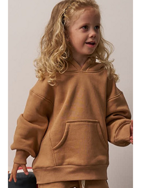 Oh La La Koala For Little Ones Sütlü Kahverengi Kanguru Cepli Kapüşonlu Sweatshirt
