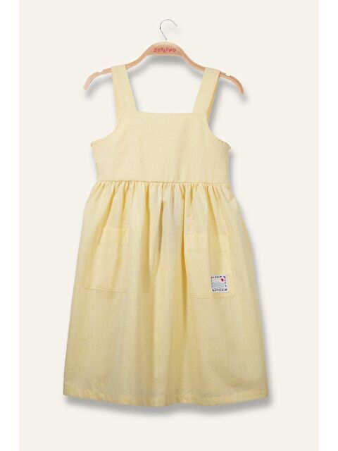 ZEYLAND Kız Çocuk Askılı Cepli Midi Elbise - Sarı - S000362876-20072