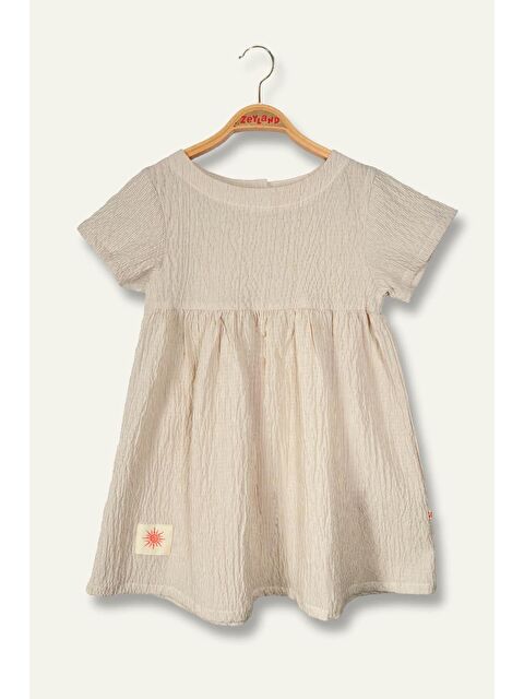 ZEYLAND Kız Çocuk Çizgili Yarım Kol Gofre Elbise - Taş Çizgili - S000362881-25636