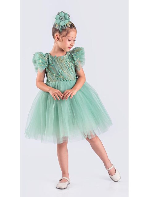 Mnk Baby & Kids Kız Çocuk Nakışlı Tütü Etek Elbise MNK0578 - S000388989-18194