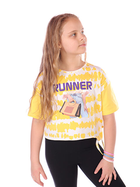 Toontoykids Kız Çocuk Runner Baskılı Batikli Tişört