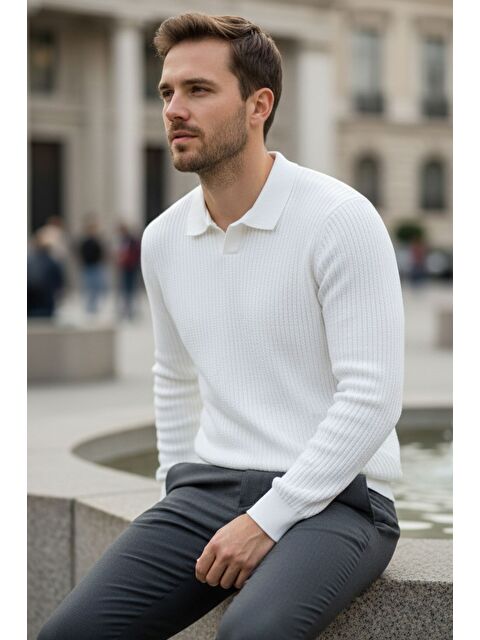 Mishar İtalia Erkek Polo Yaka Elastanlı Triko Kazak - S000491475-20063