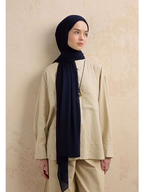 Fresh Scarfs Modal Krinkıl Şal Lacivert - S000420277-21164